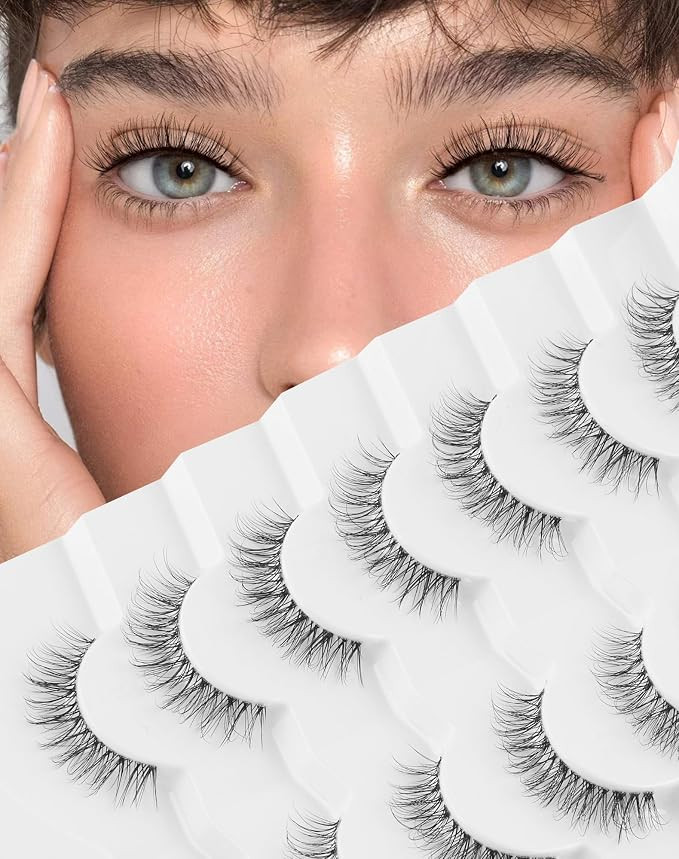 Natural False Eyelashes Clear Band Lashes Natural Look Jiocolor Wispy Faux Mink Lashes Demi-wispi... | Amazon (US)