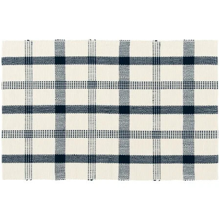 Mainstays Blue Plaid Outdoor Layering Rug, 24"x36" | Walmart (US)