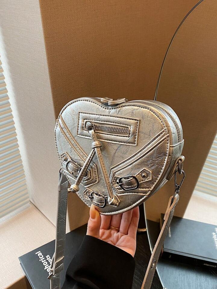 Mini Personality Fashion Heart Shape Handbag, High-End Quality, Trendy Shoulder Bag For Valentine... | SHEIN