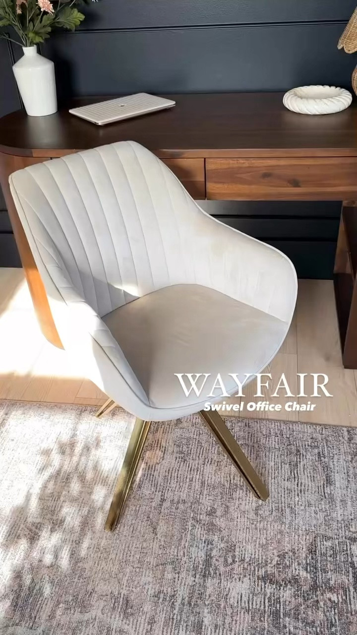 Velvet creamy white & gold swivel accent chair from Wayfair - the perfect cozy office desk chair! 

#LTKHome #LTKStyleTip