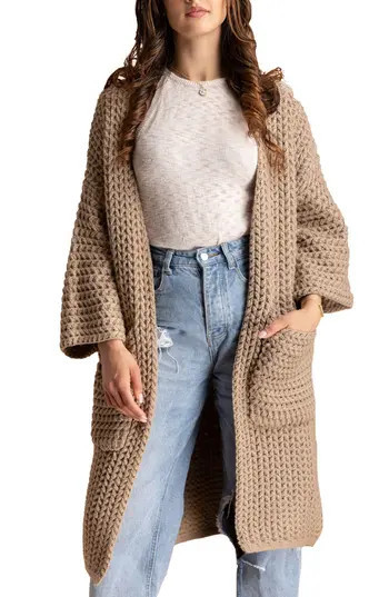 SAACHI Knit Open Front Cardigan in Taupe at Nordstrom Rack | Nordstrom Rack
