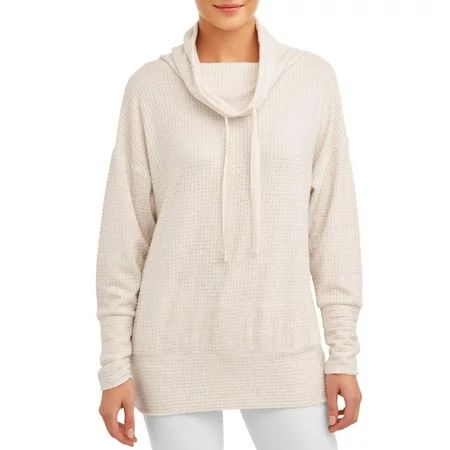 Time and Tru Brushed Waffle Cowl Neck Top Women's | Walmart (US)