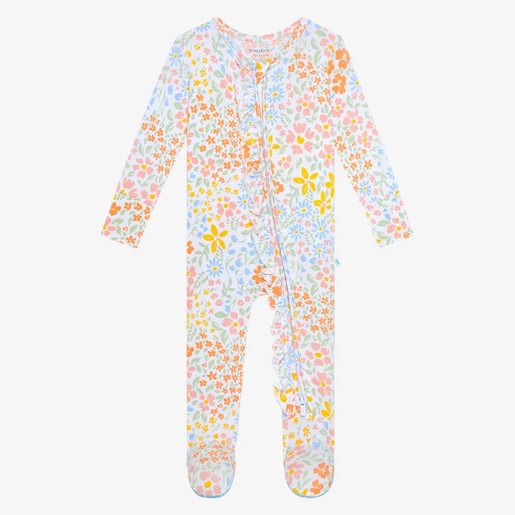Floral White Baby Footie Pajamas | Zenni | Posh Peanut