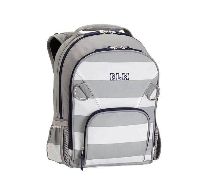Fairfax Gray/White Stripe Backpacks | Pottery Barn Kids
