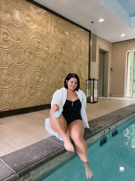 What I wore for a spa day with the essentials! Loving how this one piece swimsuit from Anne cole fits my postpartum body and gives me support. It comes in other great color options too! I’m wearing a size 16 and comes with a strap as well. Can’t go without my supergoop glowscreen. 
Midsize swimwear 
Black one piece swimsuit

#LTKtravel #LTKmidsize #LTKswim