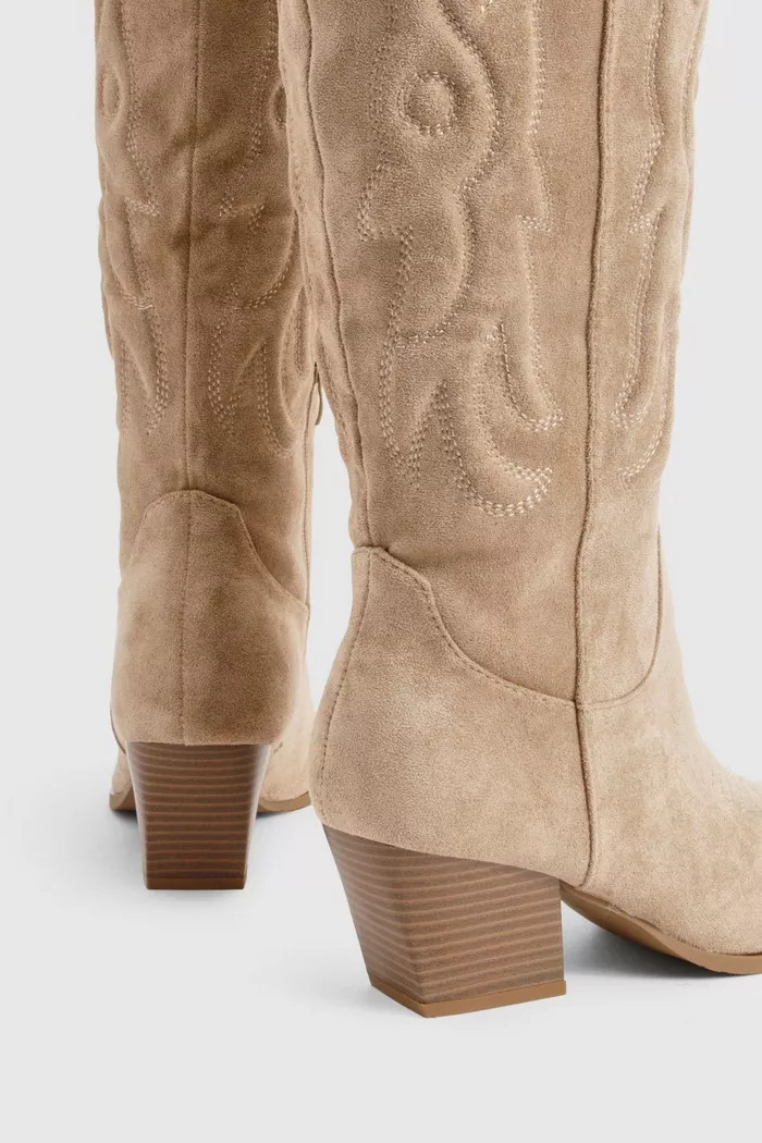 Knee High Embroidered Western Boots | boohoo (US & Canada)