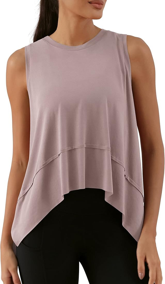 ODODOS Modal Soft Sleeveless Crop Top for Women Athletic Tee Gym Workout Cropped Yoga Tank | Amazon (US)