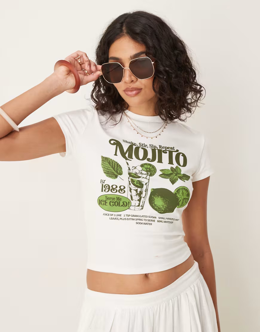 ASOS DESIGN baby tee with mojito graphic in white | ASOS (Global)
