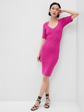 Puff Sleeve Sweetheart Rib Midi Dress | Gap (US)