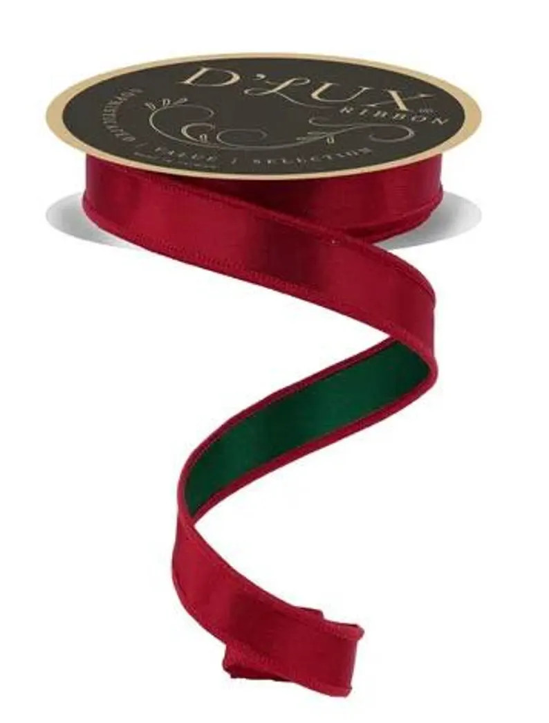 Red and Emerald Satin Ribbon, Ribbon for Wreaths, 7/8" Ribbon, Christmas Ribbon, Wired Ribbon, Wr... | Etsy (Global)