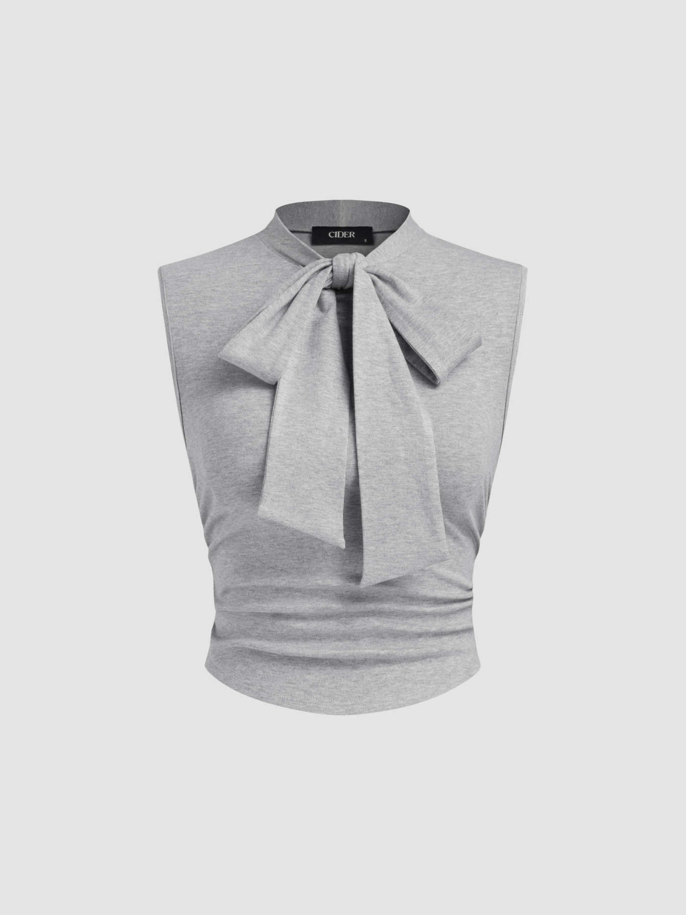 Round Neckline Bowknot Ruched Tank Top | Cider