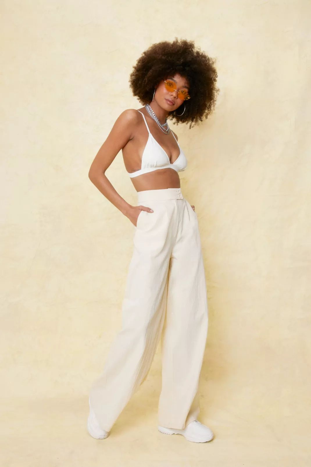 Linen Look High Waisted Wide Leg Pants | Nasty Gal (US)