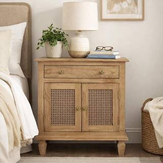 28 in. Brown 1-Drawer Mango Wood Nightstand | The Home Depot