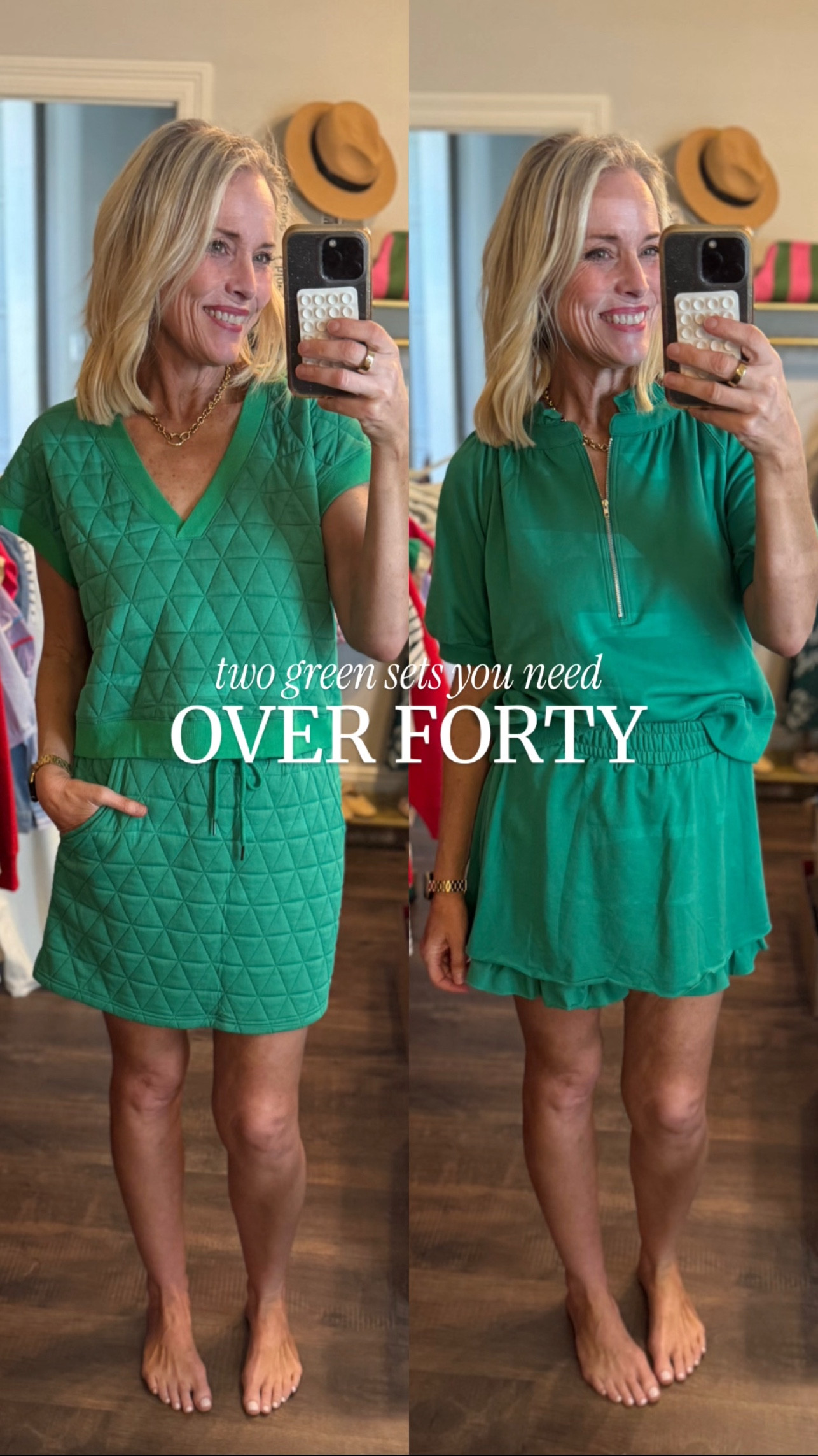 Wearing my true size medium in both of these super cute green sets! Both come in several different color options if you’re looking for something different too. 



#LTKSummerEdit #LTKOver40 #LTKFindsUnder50