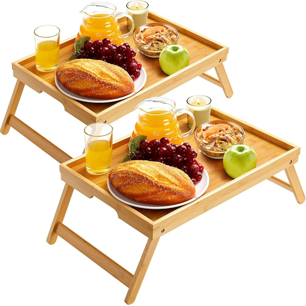 Pipishell Bamboo Bed Breakfast Tray with Foldable Legs, Handles, Ideal for Kids, Couples, Sofa, E... | Amazon (US)