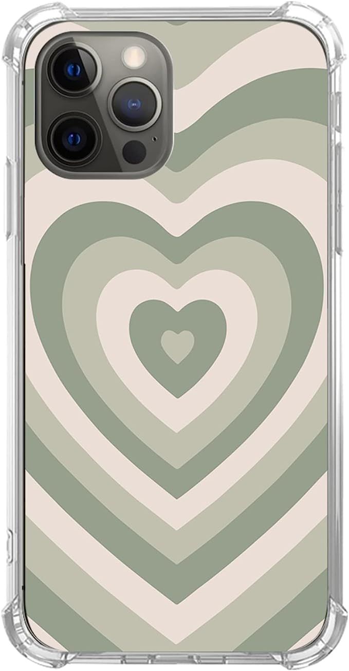Fisgerod Sage Green Heart Phone Case for iPhone 11 Pro Max, Indie Aesthetic Cute Case for Girls W... | Amazon (US)