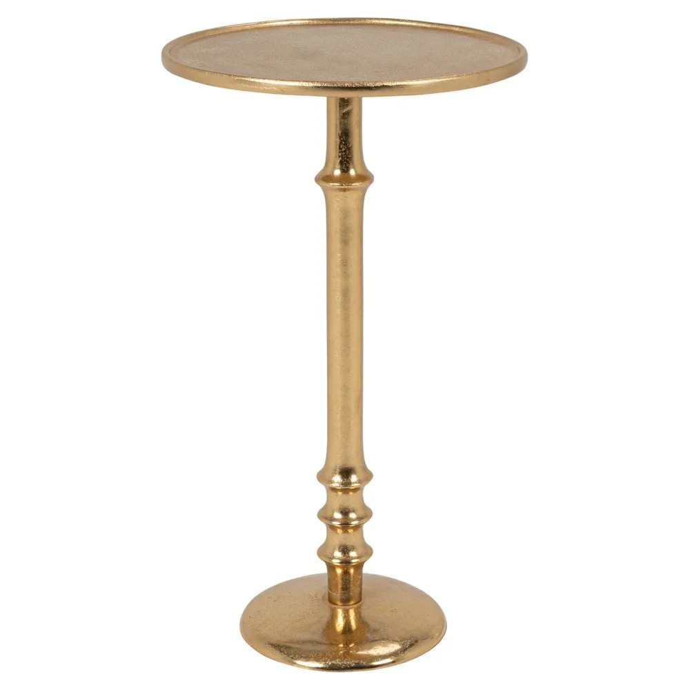 Ellery Modern Classic Gold Aluminum Round Drink Table | Kathy Kuo Home