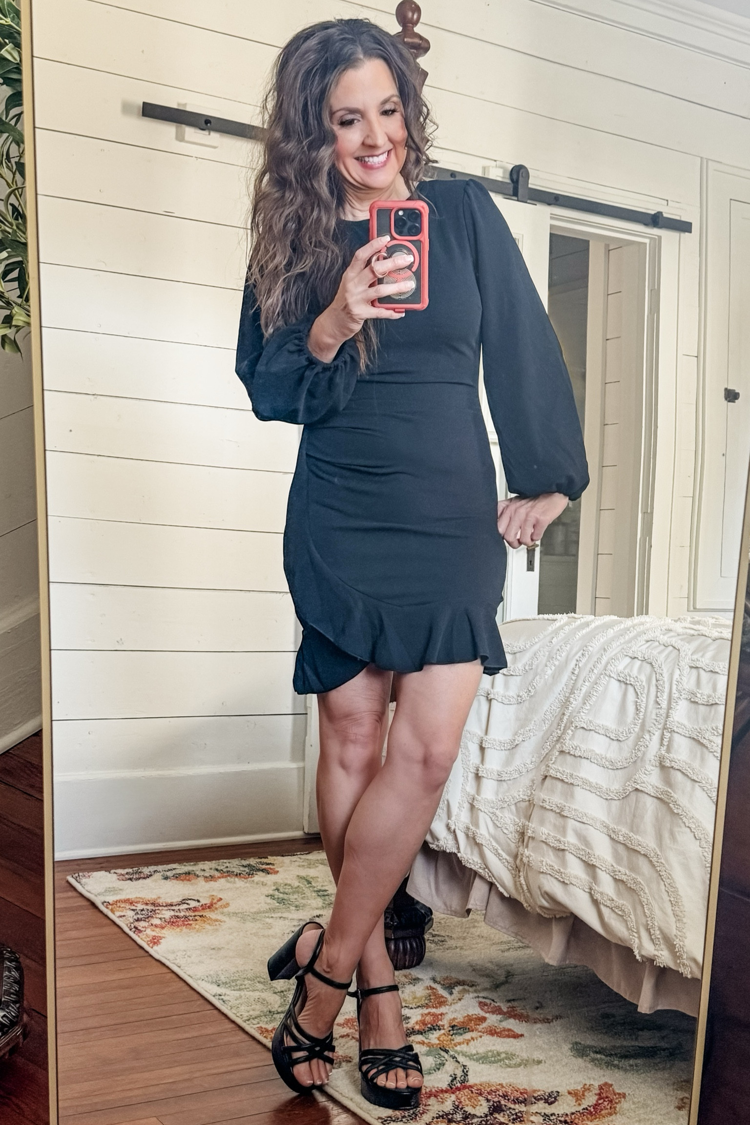 Adorable little black dress. Perfect for holiday or Christmas parties. I’m wearing a small. It’s a smidge snug so maybe size up. Perfect black high heels completes this outfit! 

#LTKOver40 #LTKStyleTip #LTKHoliday