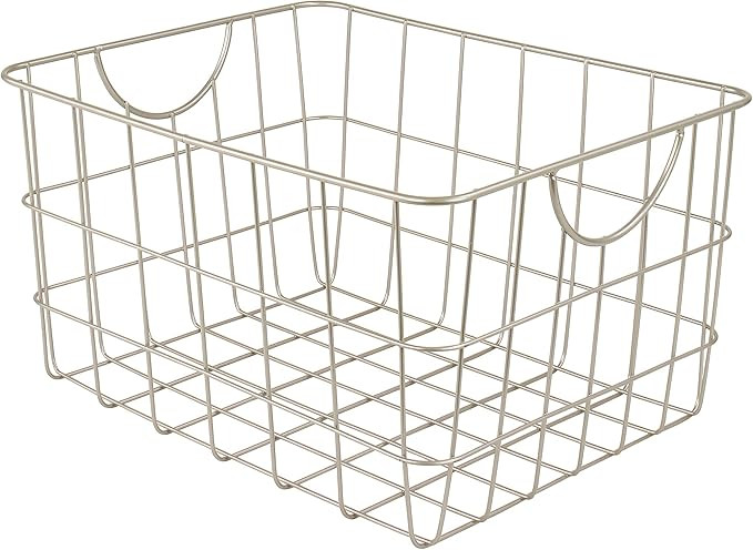 Spectrum Wire Small Utility Basket (Satin Nickel Powder Coat) - Storage Bin & Décor for Bathroom... | Amazon (US)