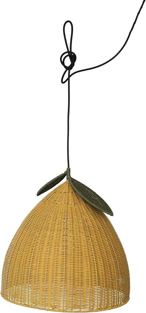 Creative Co-Op Hand-Woven Rattan Lemon Shaped Pendant Lamp, Yellow and Green(Hardwire Only) | Amazon (US)