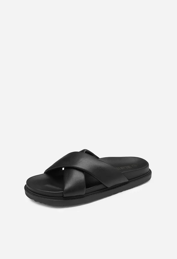 Open Toe Crisscross Slide Flat Sandal | JustFab