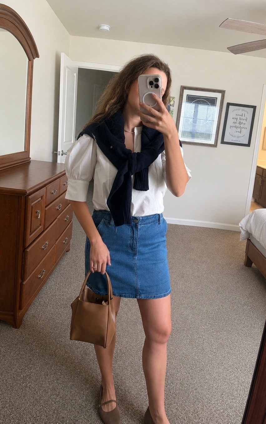 Classic but comfortable summer fit for a rainy evening out 🤍 I love all these basics that can be styled multiple ways! 
All true to size* 

#jeanskirt 
#quince
#momsnightout
#summerout
#capsulewardrobe 
#datenight

#LTKootd #LTKmomlife #LTKMothersDay