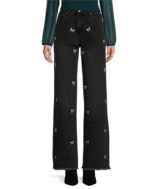 Prosperity Denim High Rise Rhinestone Bow Straight Leg Jeans | Dillard's | Dillard's