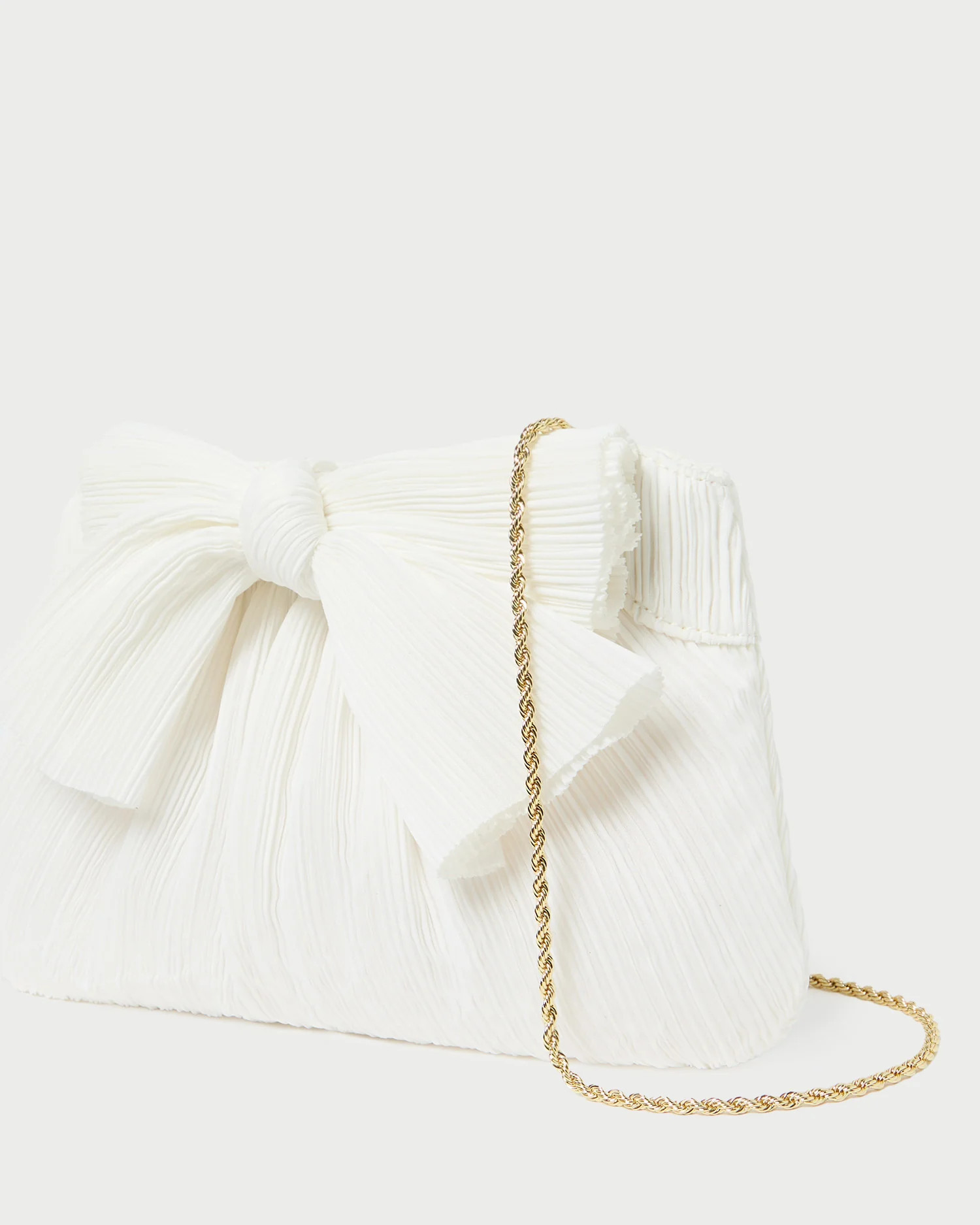 Rayne White Pleated Bow Clutch | Loeffler Randall