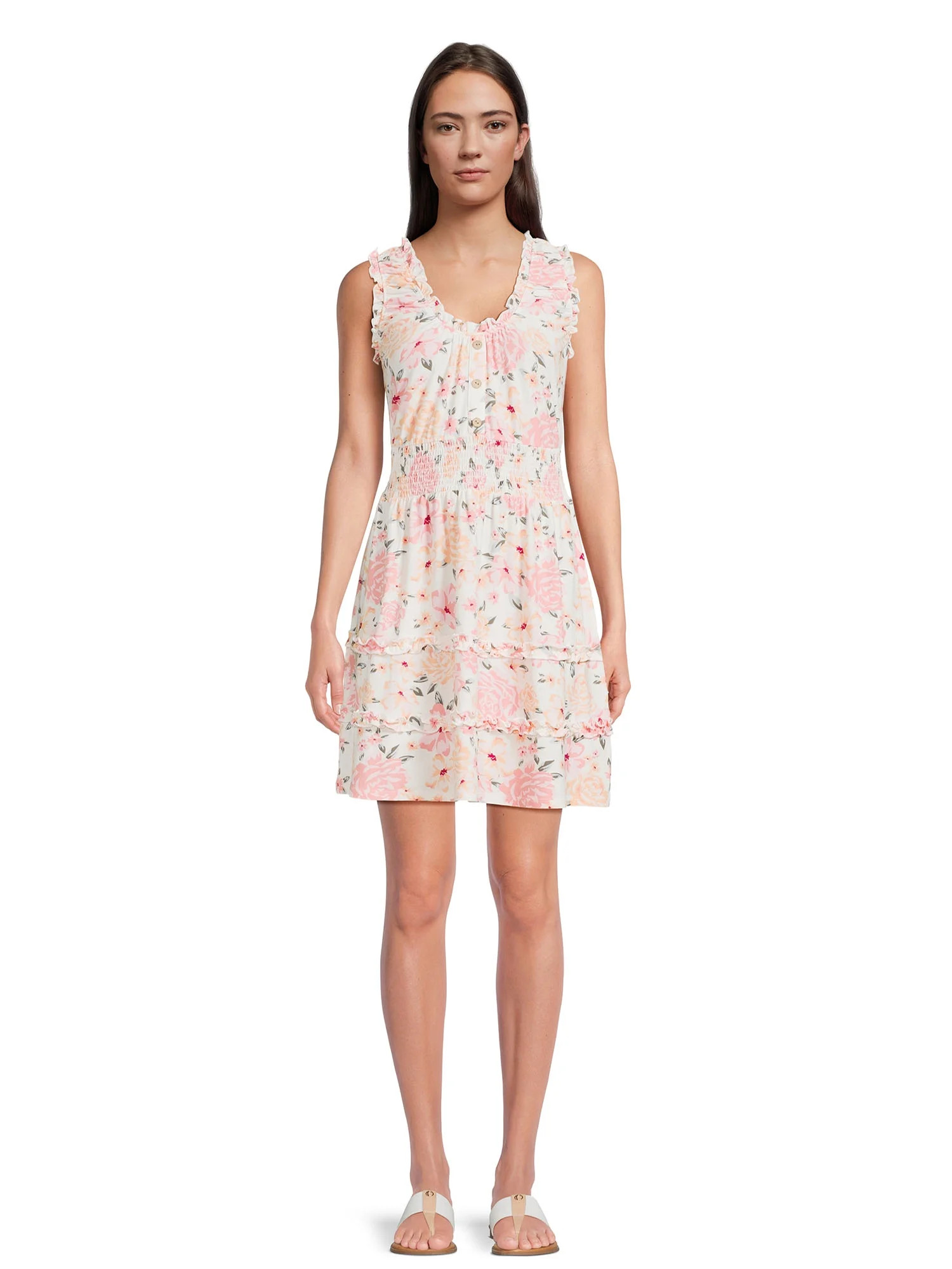 No Boundaries Juniors Sleeveless Ruffle Dress, Sizes XS-3XL | Walmart (US)