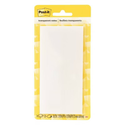 Post-it 3"x6" Transparent Sticky Notes 36 Sheets | Target