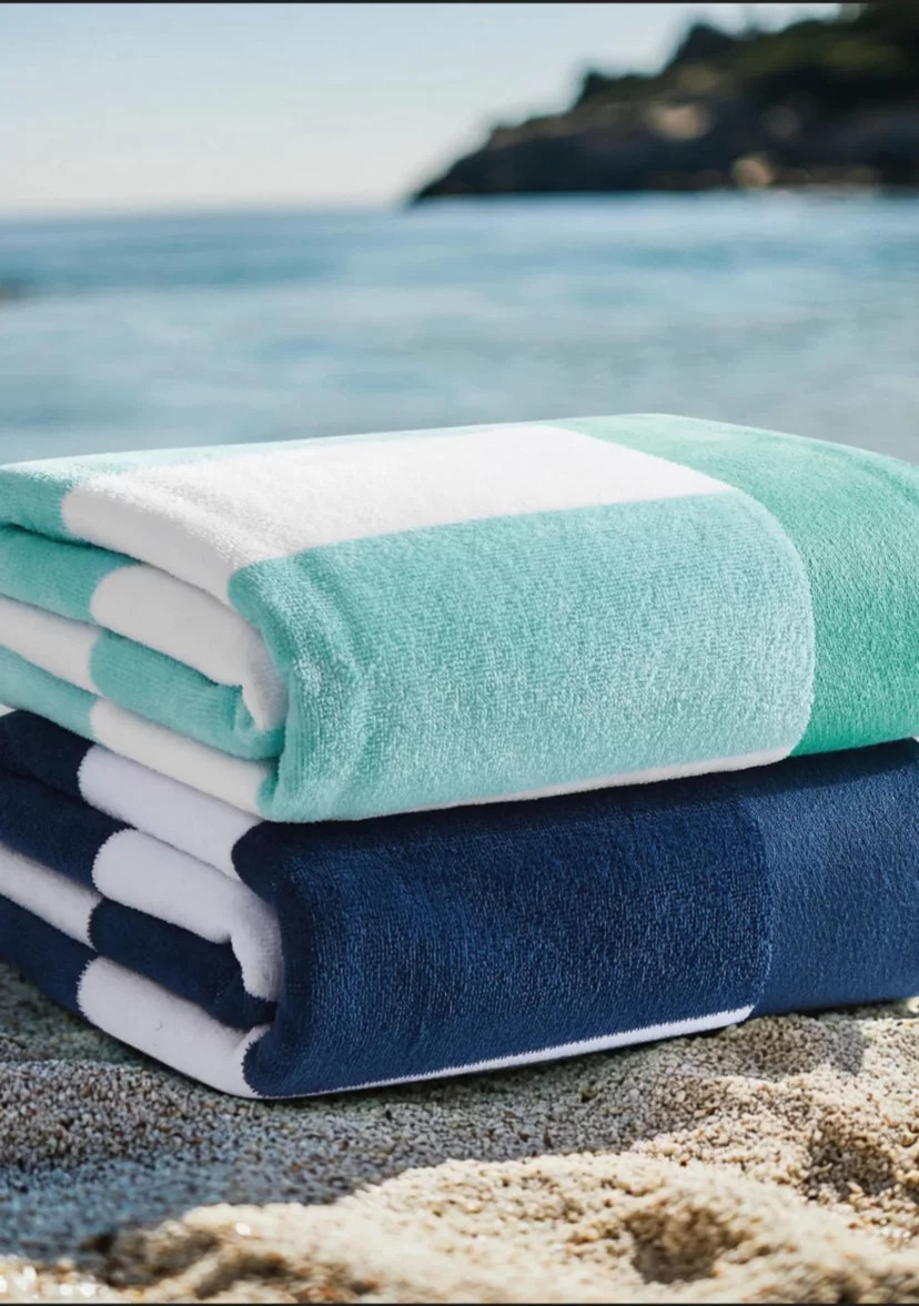 Oceanfront Resort Cabana Stripe Turquoise 2 Pack Beach Towel | Belk