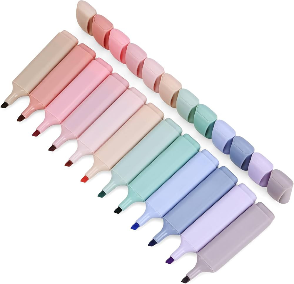 EOOUT Highlighters Pastel, 12 Pack, Cream Colors, Highlighters Vintage Colors, Chisel Tip Markers... | Amazon (US)