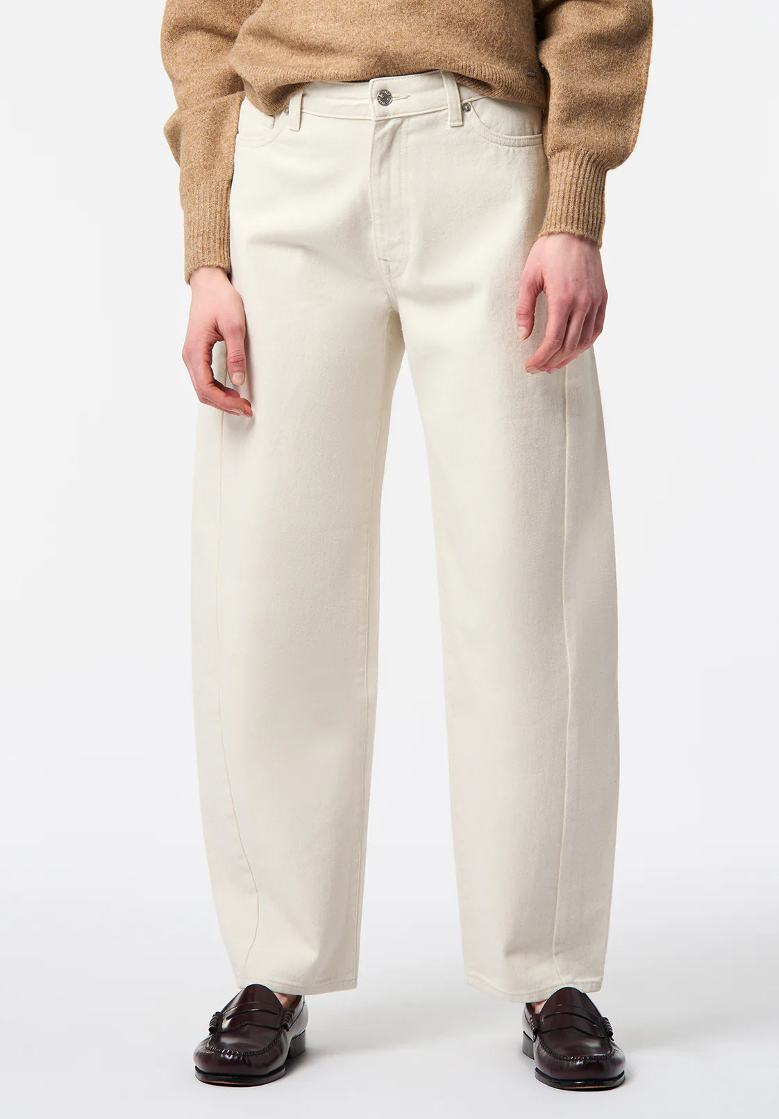 High Rise Barrel Barbara Women's Pants, Ecru - BL16152 | Buffalo David Bitton