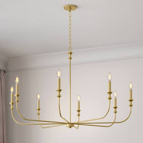 Savanne 47 1/2" Wide Vintage Brass 8-Light Chandelier | Lamps Plus