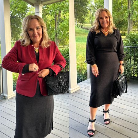 Gibson look blazer sale continues through Monday night 10/2. Don’t miss the best sale ever 30% off the notch, moto and double breasted knit blazers. 

I wear a size XL it gives room for layers 
30% off code NANETTE30

Sweater dress is lightweight and really a lovely fall dress. Wearing size L my 10% off code is NANETTE10

#LTKmidsize #LTKover40 #LTKsalealert