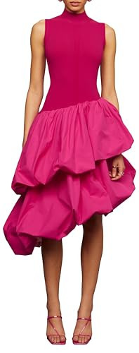 AMUR Eleonora Combo Tiered Dress, Berry Blush, L | Amazon (US)