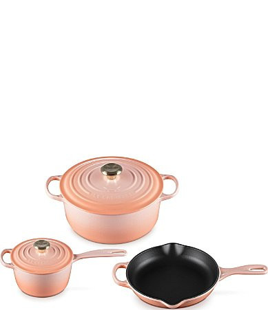 Le Creuset Signature Cast-Iron 5-Piece Cookware Set with Stainless Steel Knob - Peche | Dillard's