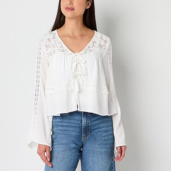 Arizona Juniors Womens Long Sleeve Blouse - JCPenney | JCPenney