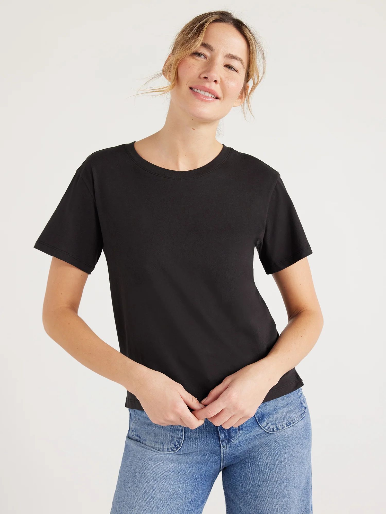 Free Assembly Women's Crop Box Tee with Short Sleeves, Sizes XS-XXL - Walmart.com | Walmart (US)