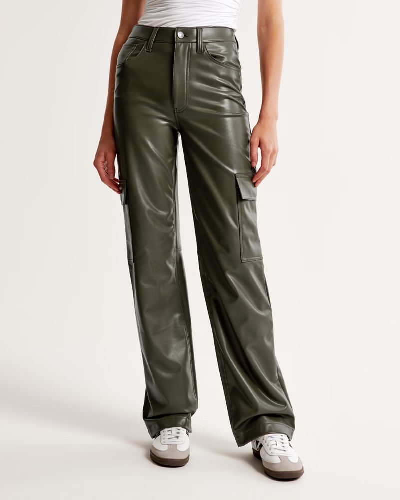 Women's Vegan Leather Cargo 90s Relaxed Pant | Women's Bottoms | Abercrombie.com | Abercrombie & Fitch (US)