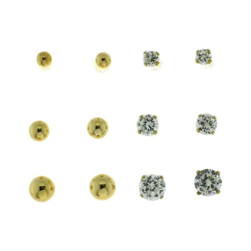 Brilliance Fine Jewelry Cubic Zirconia Ball Stud Earrings Set, 3, 4, &amp; 5mm - Walmart.com | Walmart (US)