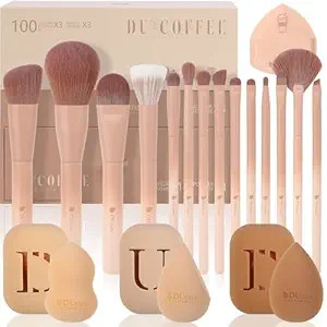 DUcare Makeup Brushes 14Pcs Coffee Series Makeup Brush set with Makeup Sponges Valentines Day Chr... | Amazon (US)