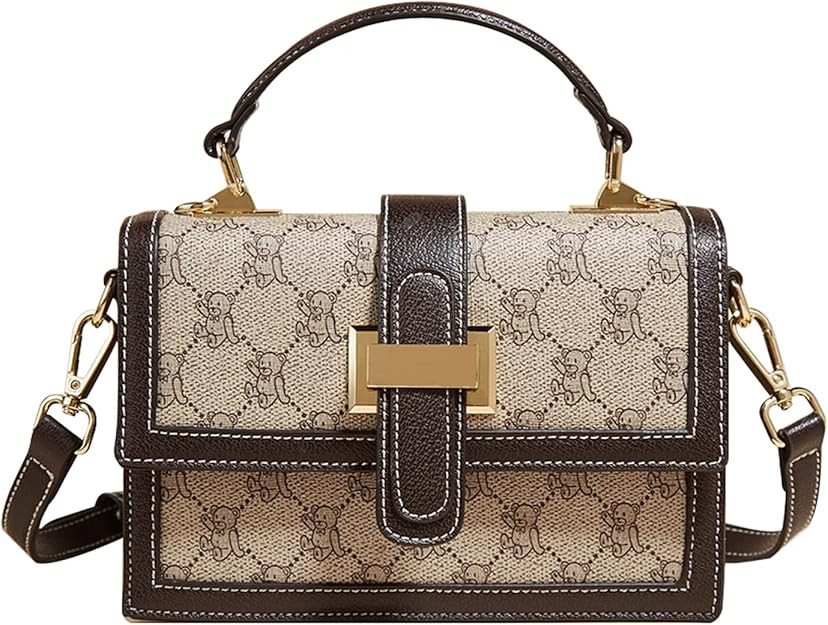 Vegan Leather Small Handbags for Women Crossbody Bags with Adjustable Strap PVC Leather Checkered... | Amazon (US)