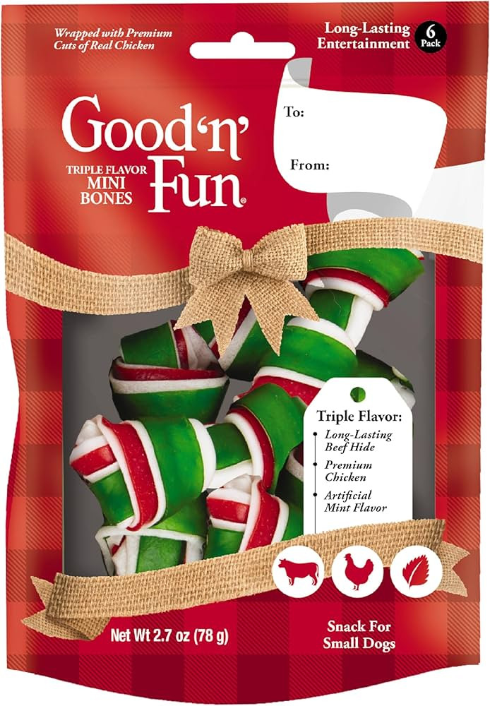 Good 'n' Fun Triple Flavor Mini Bones Chews for Dogs, 6 Count, Treat Your Small Dog to Holiday Ch... | Amazon (US)