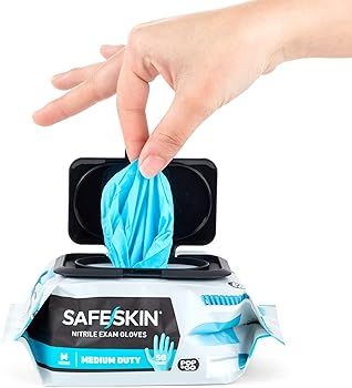 SAFESKIN* Disposable Nitrile Gloves in POP-N-GO* Pack (50 or 200 Count) Medium Duty, Powder-Free ... | Amazon (US)