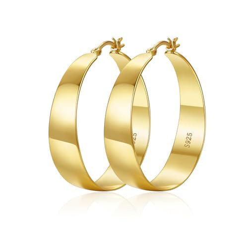 OOOPEL 10mm Thick Chunky Gold Hoops Earrings for Women 14K Real Gold Plated Hoop Earrings for Women Hypoallergenic Lightweight Big Hoop Earrings Jewelry Gifts 30/40/50/60MM | Amazon (US)