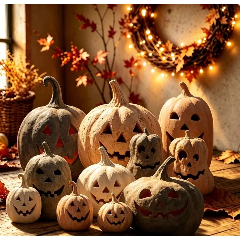 Handmade Terracotta Pumpkin Lantern with Flameless Candle - Fall Decor Vintage Autumn Farmhouse T... | Walmart (US)