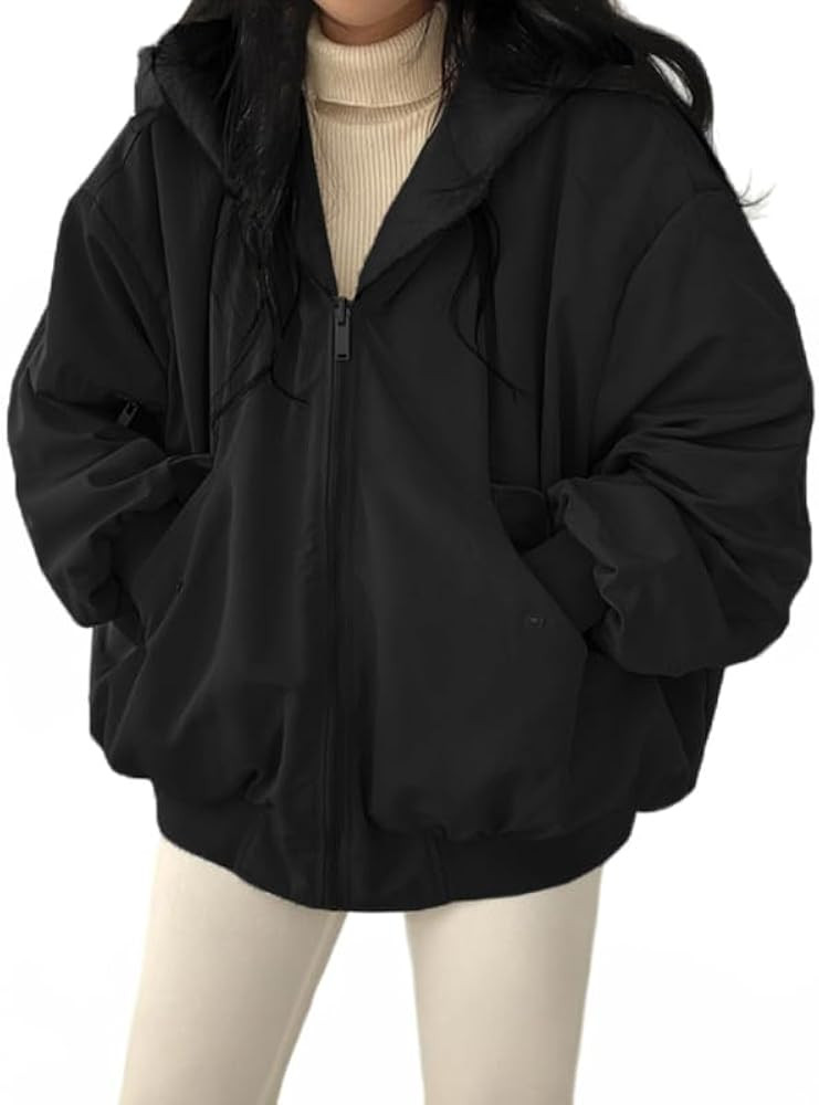 EMMIOL Womens Winter Coats Hooded Fleece Puffer Reversible Long Sleeve Oversized Full Zipper Warm... | Amazon (US)
