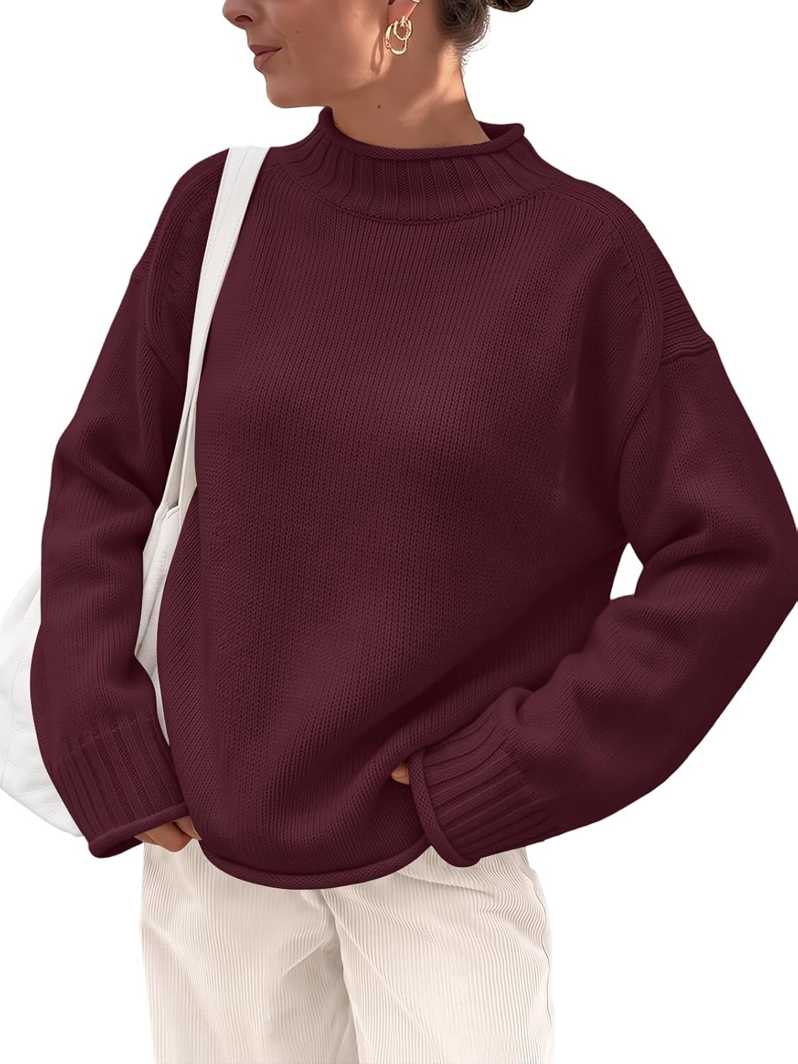 Trendy Queen Womens Oversized Sweaters Mock Neck 2026 Fall Knit Outfits | Amazon (US)