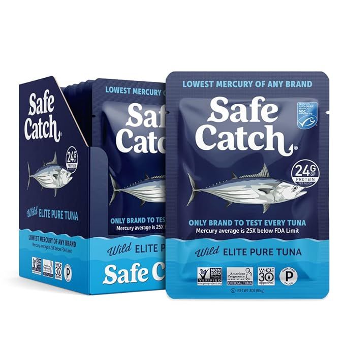 Safe Catch Elite Tuna Wild-Caught Low Mercury Tuna Fish Pouch Gluten-Free Keto Food Non-GMO Koshe... | Amazon (US)
